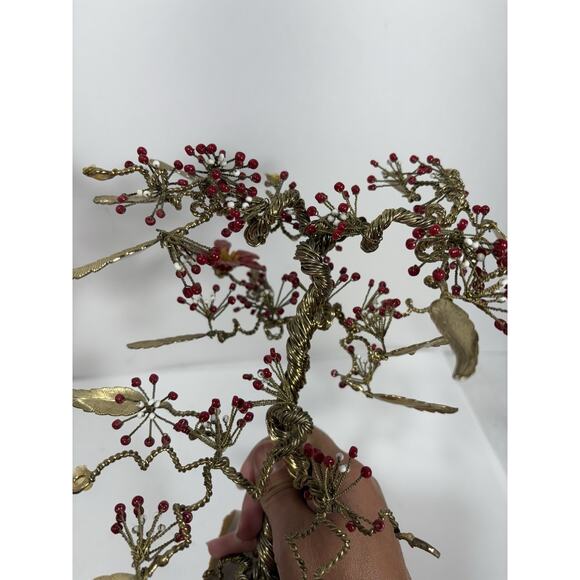 Tree of Life or Feng Shui tree, crafted with beads on Marble stone base Golden - Picture 10 of 10